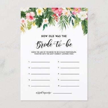 Watercolor Tropical Flowers How Old Was the Bride Enclosure Invitations