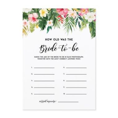 Watercolor Tropical Flowers How Old Was the Bride Enclosure Invitations