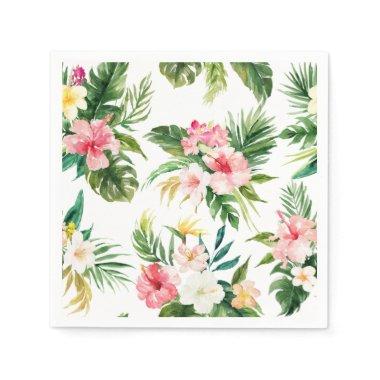 Watercolor Tropical Flowers Summer Napkins