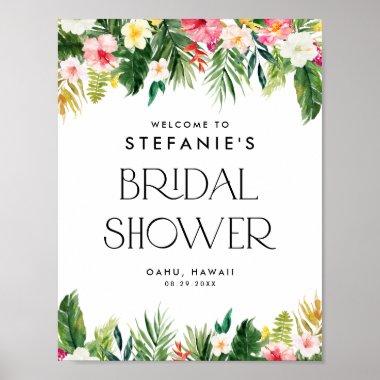 Watercolor Tropical Garland Bridal Shower Welcome Poster