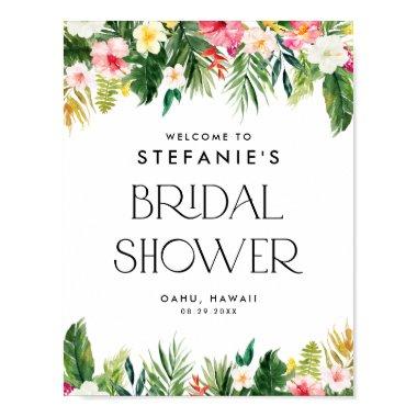 Watercolor Tropical Garland Bridal Shower Welcome Poster