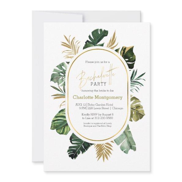 Watercolor Tropical Gold Foil Bachelorette Party