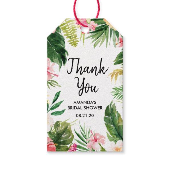 Watercolor Tropical Leaves Thank You Gift Tags