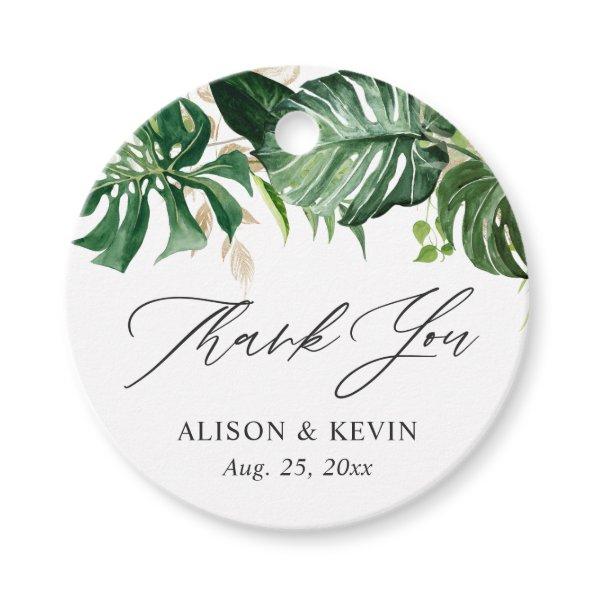 Watercolor Tropical Palm Leaves Thank You Favor Tags