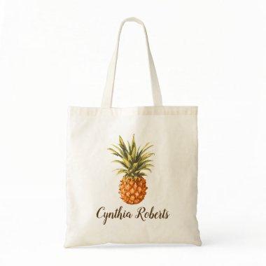 Watercolor Tropical Pineapple Bridesmaid Favor Tote Bag