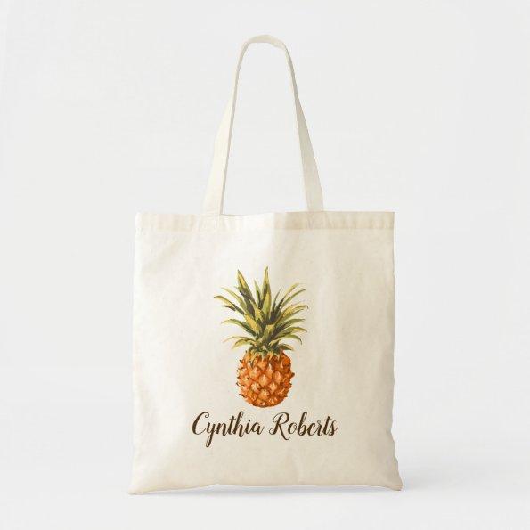 Watercolor Tropical Pineapple Bridesmaid Favor Tote Bag