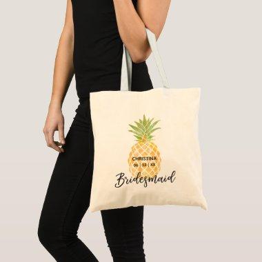 Watercolor Tropical Pineapple Bridesmaid Wedding Tote Bag