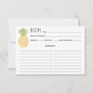 Watercolor Tropical Pineapple Recipe Invitations