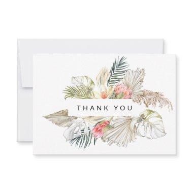 Watercolor Tropical Pink Protea Flowers Thank You Invitations