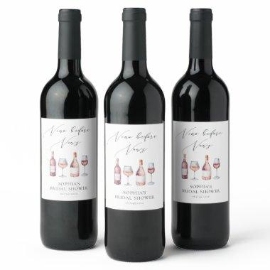 Watercolor Vino before Vows  Wine Label