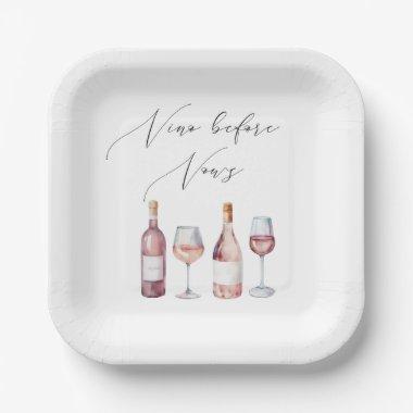 Watercolor Vino before Vows Paper Plates