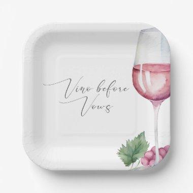 Watercolor Vino before Vows Paper Plates