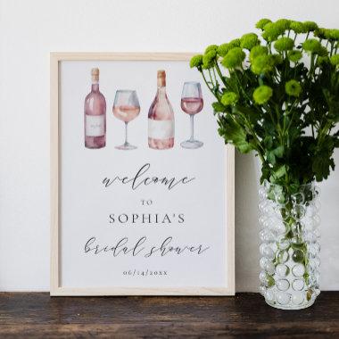Watercolor Vino before Vows Welcome Sign