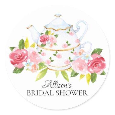 Watercolor Vintage Floral Bridal Tea Party Sticker