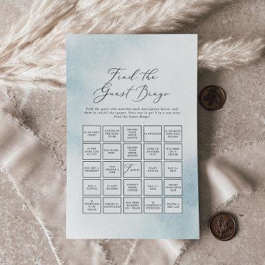 Watercolor Wash | Blue Find the Guest Bingo Game Flyer