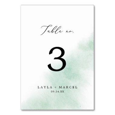 Watercolor Wash | Green Table Number