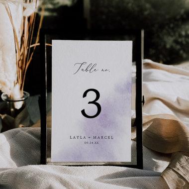 Watercolor Wash | Purple Table Number