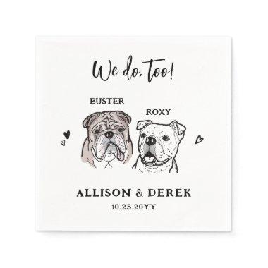 Watercolor We Do Too 2 Dog English Bulldog Wedding Napkins