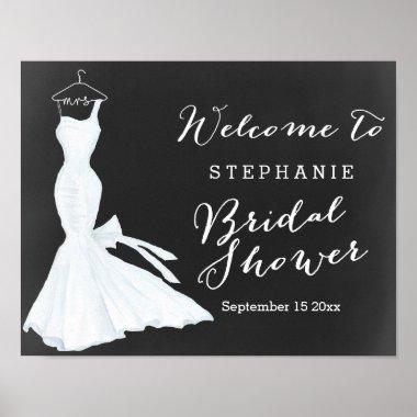 Watercolor Wedding Gown Chalkboard | Bridal Shower Poster