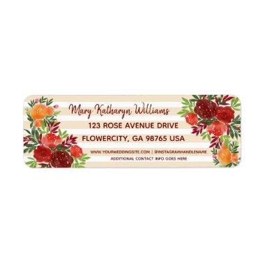 Watercolor Wedding Shower Roses Return Address Label