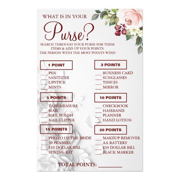 Watercolor What is in your purse Shower game Invitations Flyer
