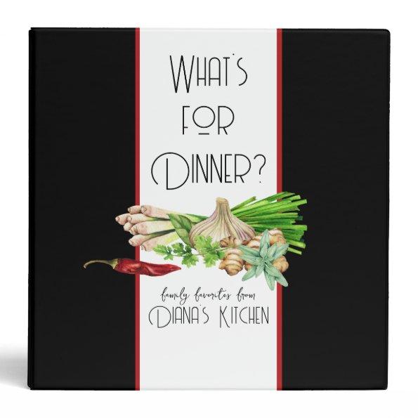 Watercolor What's for Dinner Recipe Organizer IV 3 3 Ring Binder
