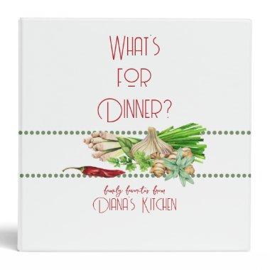 Watercolor What's for Dinner Recipe Organizer V 3 Ring Binder