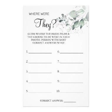 Watercolor Where were They Bridal shower game Invitations Flyer