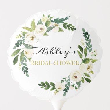Watercolor White Flower Bridal Shower Balloon