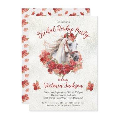 Watercolor white horse roses Derby