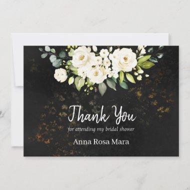 *~* Watercolor White Rose Bridal Shower Rustic Thank You Invitations