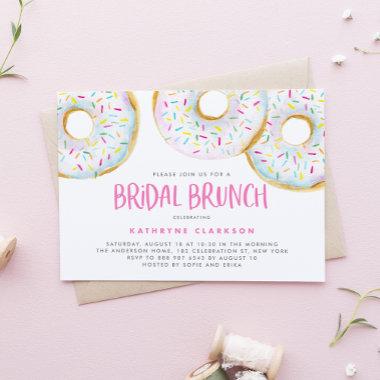 Watercolor White Sprinkle Donuts Bridal Brunch Invitations