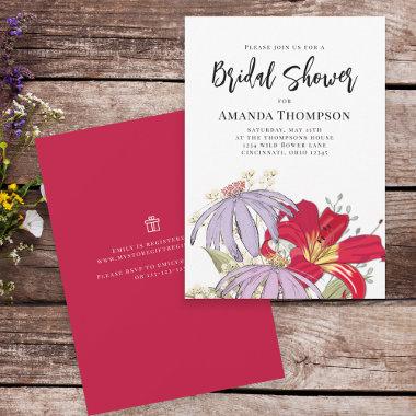 Watercolor Wild Flower Bouquet Bridal Shower Invitations