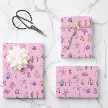 Watercolor Wildflower Birthday Girl Baby Shower Wrapping Paper Sheets