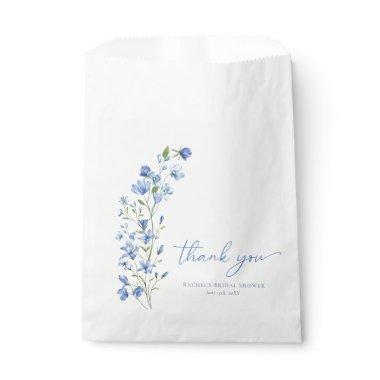 Watercolor Wildflower Dusty Blue Bridal Shower Favor Bag