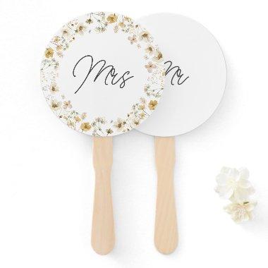 Watercolor Wildflower Mr or Mrs Game Hand Fan