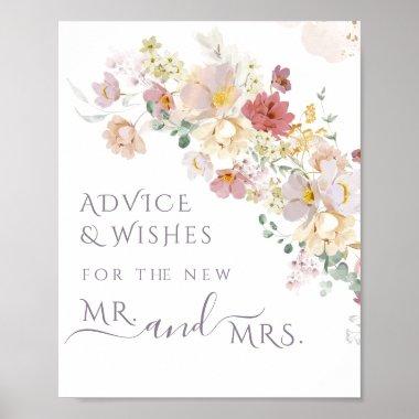 Watercolor Wildflower Purple Spring Bridal advice Poster