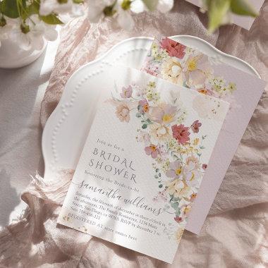 Watercolor Wildflower Purple Spring Bridal Shower Invitations