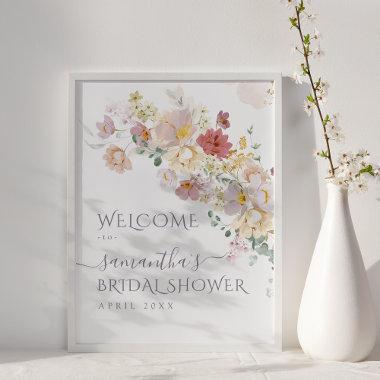 Watercolor Wildflower Purple Spring Bridal Shower Poster