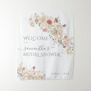 Watercolor Wildflower Purple Spring Bridal Shower Tapestry