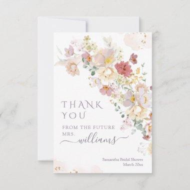 Watercolor Wildflower Purple Spring Bridal Shower Thank You Invitations
