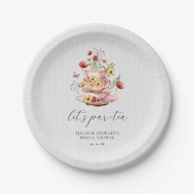 Watercolor Wildflower Tea Party Bridal Shower Paper Plates