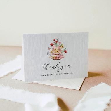 Watercolor Wildflower Tea Party Bridal Shower Thank You Invitations
