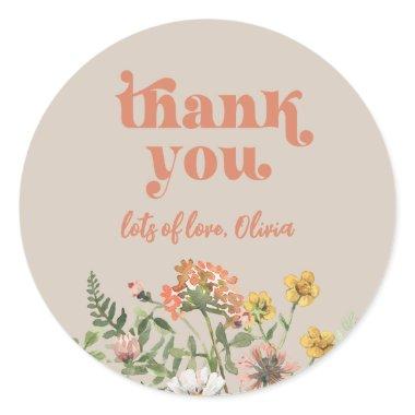 Watercolor Wildflower Thank You Sticker