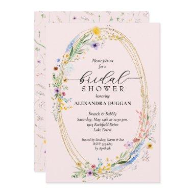 Watercolor Wildflower Wreath Pink