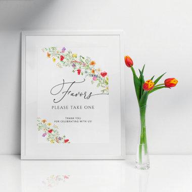 Watercolor wildflowers bridal shower favors poster