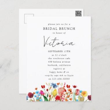 Watercolor Wildflowers Bridal Shower Invitation PostInvitations