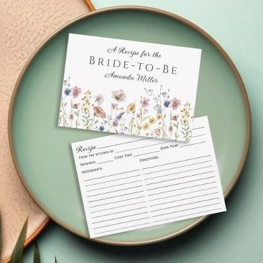 Watercolor Wildflowers Bridal Shower Recipe Invitations