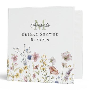 Watercolor Wildflowers  Recipes 3 Ring Binder