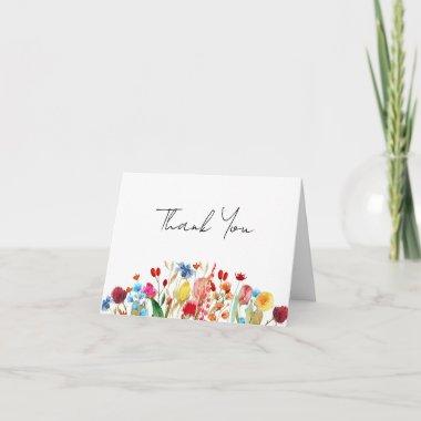 Watercolor Wildflowers Bridal Shower Thank You Car Invitations
